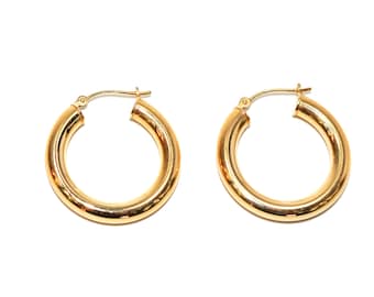 14K Solid Gold 24mm Hoop Earrings Gold Hoops Gold Earrings Shiny Hoops Polished Hoops Statement Earrings Vintage Earrings Estate Jewellery