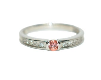 Natural Pink Elbaite Tourmaline & Diamond Ring Solid Platinum .23tcw Gemstone Ring Promise Ring Pink Ring Birthstone Ring Engagement Ring