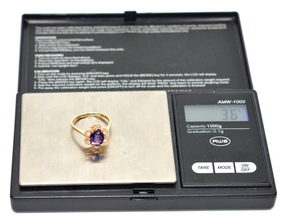 14K Gold Amethyst Diamond Ring: February Birthsto… - image 9