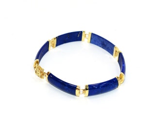 Natural Lapis Lazuli Bracelet 14K Solid Gold Bracelet Vintage Bracelet Estate Bracelet Fine Jewellery Birthstone Bracelet Gemstone Bracelet