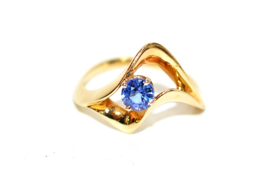 Natural Tanzanite Ring 14K Solid Gold .56ct Solit… - image 1