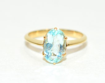 Certified Natural Paraiba Tourmaline Ring 14K Gold 1.91ct Solitaire Birthstone Statement Cocktail Ring Gemstone Engagement Ring Bridal Blue