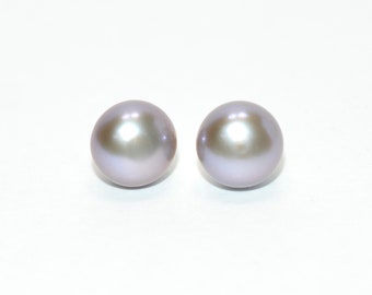 Natural Tahitian Pearl Earrings 14K Solid Gold Earrings Solitaire Stud Earrings Gray Pearl Statement Earrings Vintage Earrings Estate