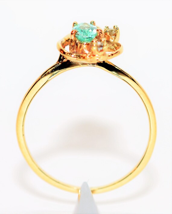 Natural Paraiba Tourmaline & Diamond Ring 10K Sol… - image 3