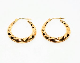 14K Solid Gold 23.50mm Hoop Earrings Gold Hoops Gold Earrings Statement Earrings Vintage Earrings Estate Earrings Vintage Jewelry Jewellery