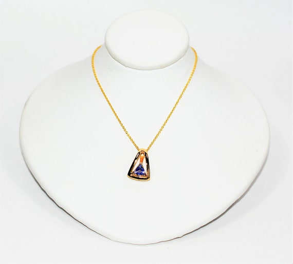 Natural D'Block Tanzanite Necklace 14K Solid Gold 