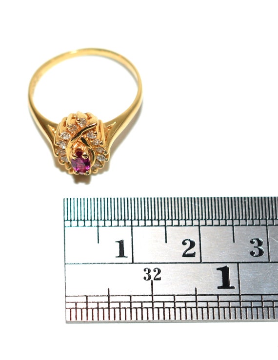 14K Gold Ruby & Diamond Ring: Marquise Gemstone, … - image 8