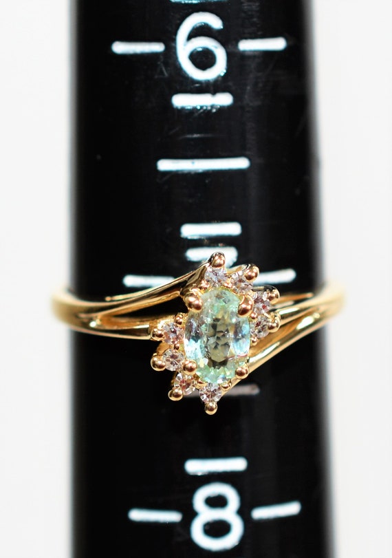 Natural Paraiba Tourmaline & Diamond Ring 14K Sol… - image 8