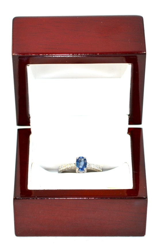 Natural Ceylon Sapphire & Diamond Ring 10K Solid … - image 10