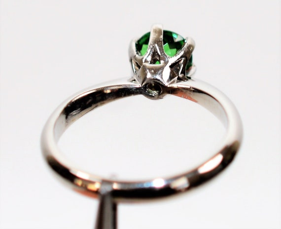 Natural Tsavorite Garnet Ring Solid Platinum .98c… - image 6