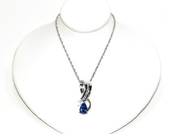 LeVian Natural D'Block Tanzanite & Diamond Necklace 14K Solid White Gold 1.61tcw Pendant Necklace Cocktail Statement Necklace Designer Bride