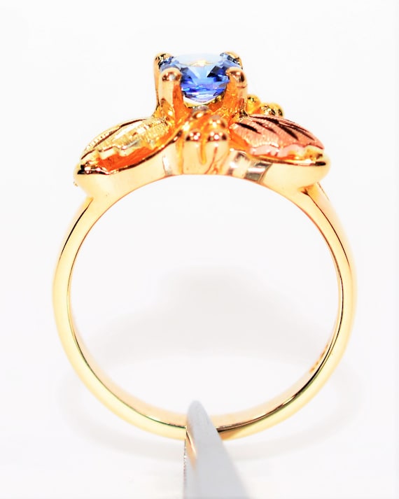 Natural Ceylon Sapphire Ring 10K Solid Gold .47ct… - image 3