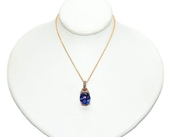 LeVian Natural D'Block Tanzanite & Diamond Necklace 14K Rose Gold Chain Necklace 2.73tcw Designer Pendant Necklace