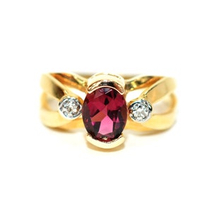 Natural Rubellite & Diamond Ring 14K Solid Gold 1.35tcw Pink Ring Engagement Ring Cocktail Ring Natural Tourmaline Ring Fine Statement Ring