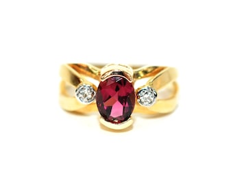 Natural Rubellite & Diamond Ring 14K Solid Gold 1.35tcw Pink Ring Engagement Ring Cocktail Ring Natural Tourmaline Ring Fine Statement Ring