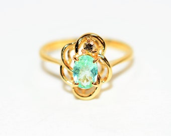 Natural Paraiba Tourmaline & Diamond Ring 14K Solid Gold .48tcw Rare Gemstone Fine Jewelry Women’s Ring Birthstone Ladies Jewellery