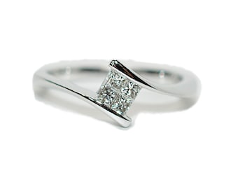 Natural Diamond Ring 14K White Gold .24tcw Promise Ring Ladies Ring Statement Ring April Birthstone Ring Engagement Ring Anniversary Ring
