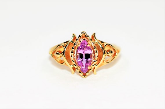 Natural Padparadscha Sapphire Ring 10K Solid Gold… - image 1