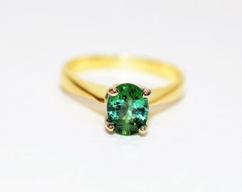 Natural Paraiba Tourmaline Ring 18K Solid Gold  .96ct Solitaire  Ring Engagement Ring Birthstone Ring Statement Ring Cocktail Ring Jewelry