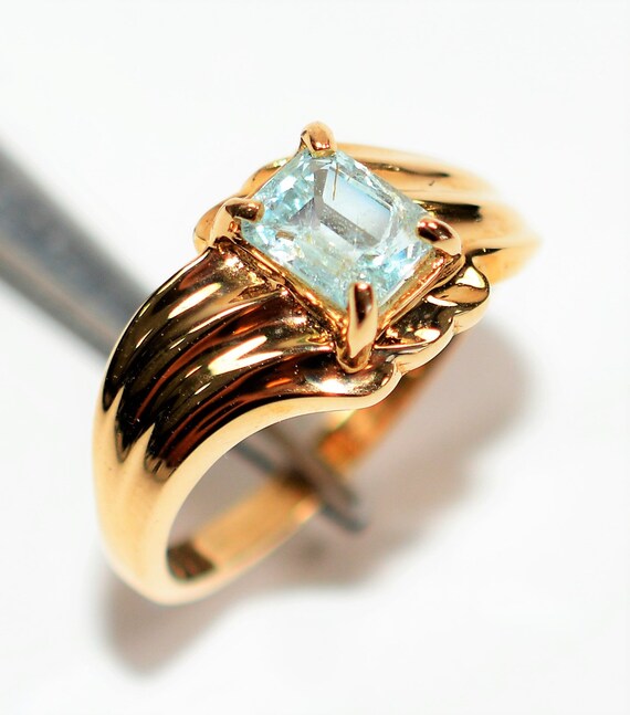 Natural Paraiba Tourmaline Ring 14K Solid Gold .7… - image 4