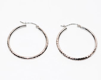 14K Solid White Gold 25mm Hoop Earrings Gold Hoops White Gold Earrings Statement Earrings Fashion Earrings Estate Jewelry Vintage Jewellery