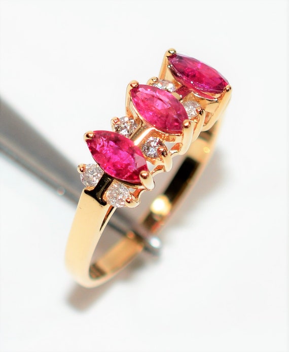 Natural Ruby & Diamond Ring 14K Solid Gold 1.17tc… - image 4