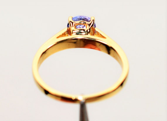 Natural Tanzanite Ring 14K Solid Gold .91ct Solit… - image 6