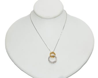 Natural Fancy Yellow Diamond Necklace 14K White Gold .29tcw Pave Pendant Necklace Statement Necklace Diamond Pendant Estate Jewelry Women's