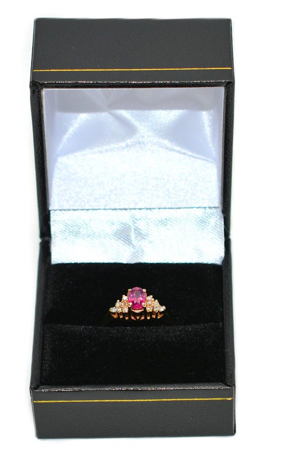 Vintage 14K Gold Ruby Diamond Ring: July Birthsto… - image 10