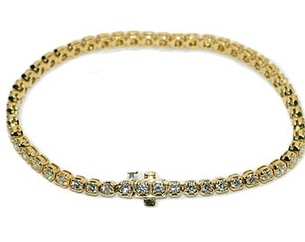 Natural Diamond Bracelet 14K Solid Gold  4.16tcw Tennis Bracelet Estate Bracelet Vintage Bracelet Bridal Wedding Jewelry Jewellery Statement