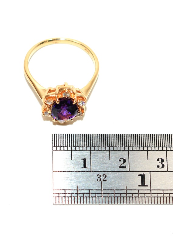14K Gold Amethyst Diamond Ring: February Birthsto… - image 8