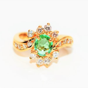 Natural Paraiba Tourmaline & Diamond Ring 14K Solid Gold 1.31tcw Fine Gemstone Women&#39;s Ring Estate Jewelry Cluster Statement Ring