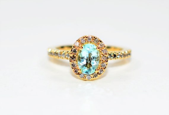 最終値下げ❣️14号ファンシーイエローダイヤパライバトルマリンリング パライバトルマリン＆ダイヤモンドリング：14Kイエローゴールド