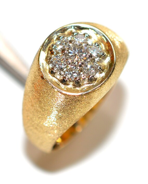 Natural Diamond Ring 14K Solid Gold .28tcw Men's … - image 4