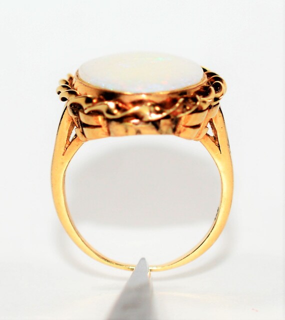 Natural Ethiopian Opal Ring 14K Solid Gold 25mm P… - image 3