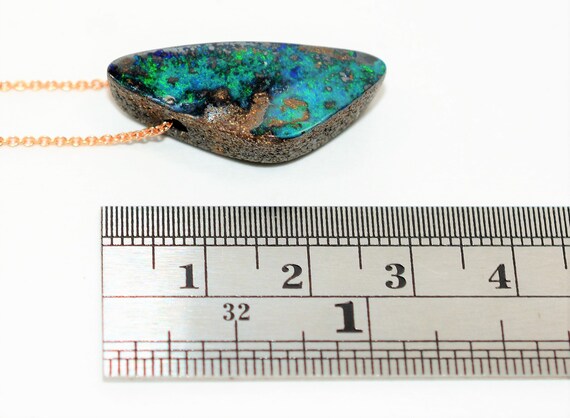 Natural Australian Boulder Opal Necklace 14K Soli… - image 9