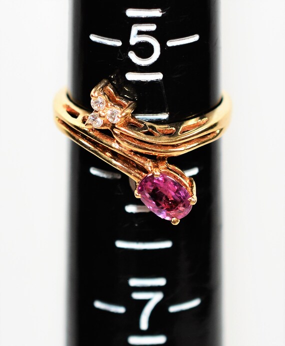 14K Gold Ruby and Diamond Ring: .56tcw Vintage Co… - image 8