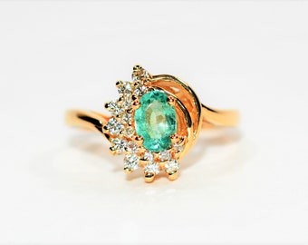 Natural Brazilian Paraiba Tourmaline & Diamond Ring 14K Solid Gold .84tcw Gemstone Ring Womens Ring Birthstone Ring Estate Jewellery Jewelry