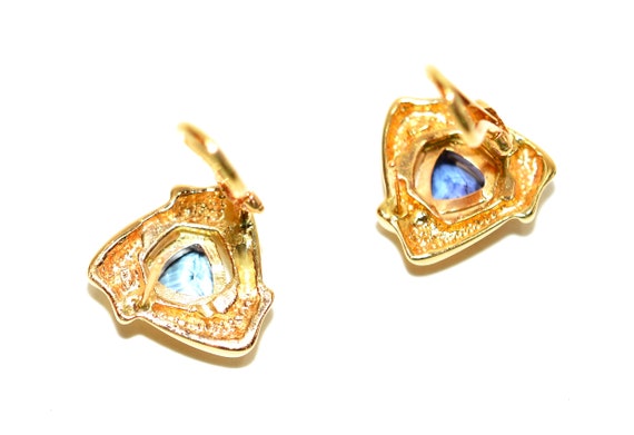 Natural D'Block Tanzanite Earrings 14K Solid Gold… - image 4