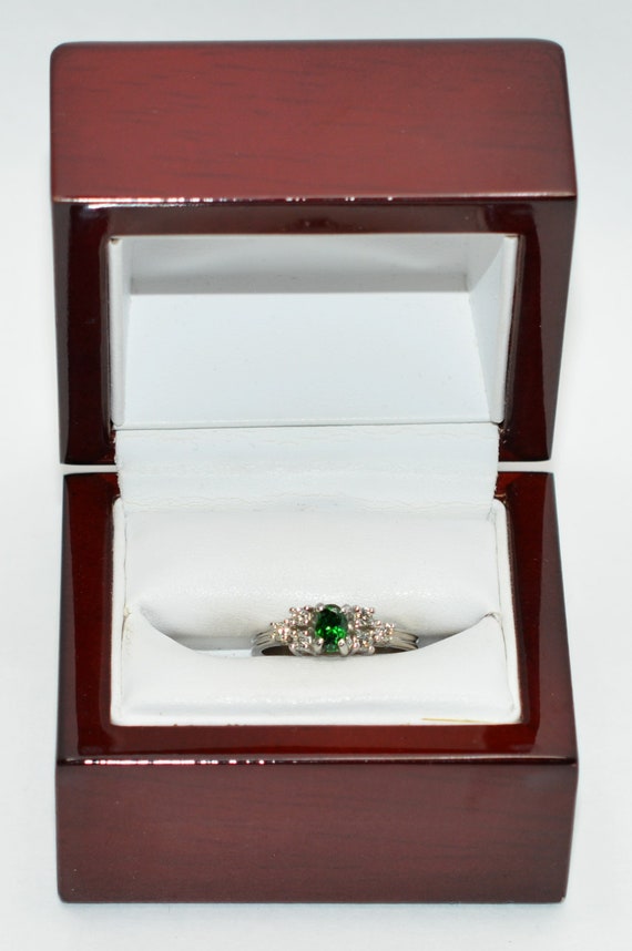 Natural Tsavorite Garnet & Diamond Ring Solid Pla… - image 10