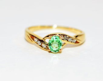 Natural Paraiba Tourmaline & Diamond Ring 10K Solid Gold .46tcw Fine Gemstone Jewelry Estate Ring Women's Ring Birthstone Jewellery