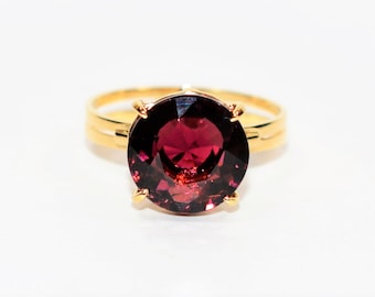 Natural Rubellite Ring 18K Solid Gold 4.48ct Pink Tourmaline Ring Solitaire Ring Women's Ring Statement Ring Estate Jewelry Cocktail Ring