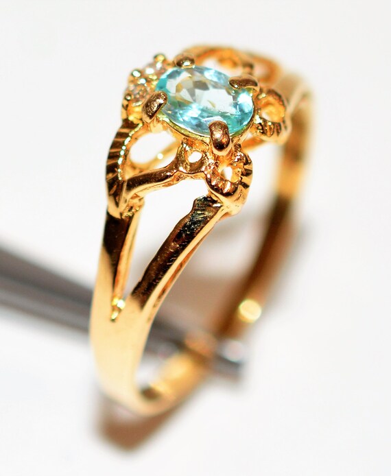 Paraiba Tourmaline Ring: .33ct Gemstone, 18K Gold… - image 4