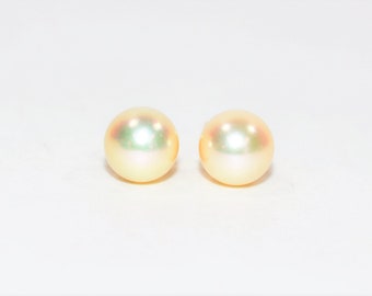 Natural Akoya Pearl Earrings 14K Solid Gold Earrings 7.50mm Classic Earrings Solitaire Earrings Stud Earrings Statement Fine Womens Earrings