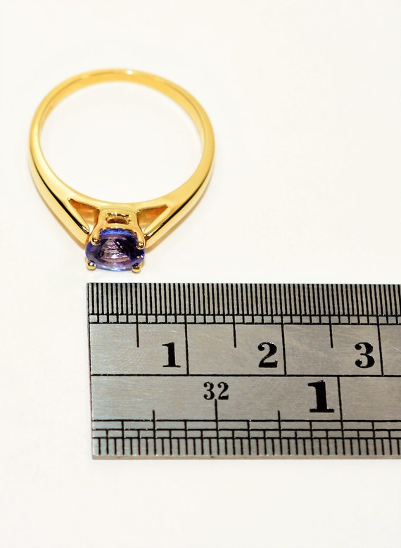 Natural Tanzanite Ring 14K Solid Gold .91ct Solit… - image 8