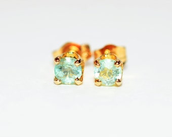 Natural Paraiba Tourmaline Earrings 14K Solid Gold .48tcw Solitaire Earrings Birthstone Earrings Stud Earrings Gemstone Earrings Blue Green