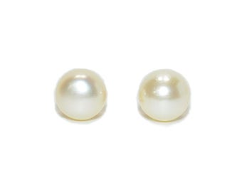 Natural Akoya Pearl Earrings 14K Solid Gold Earrings Stud Earrings Antique Earrings Vintage Earrings Fine Estate Jewelry October Birthstone