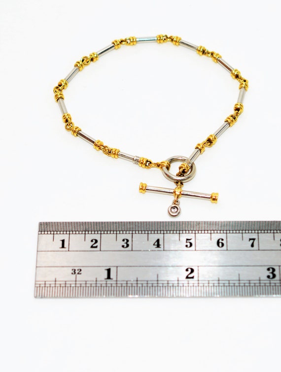 Natural Diamond Bracelet 18K Solid Gold .06ct Ten… - image 9