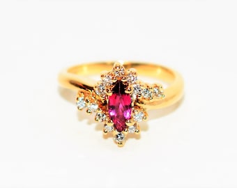 Natural Ruby & Diamond Ring 14K Solid Gold .72tcw Ruby Ring Gemstone Ring Birthstone Ring Engagement Ring Cocktail Statement Ring Estate