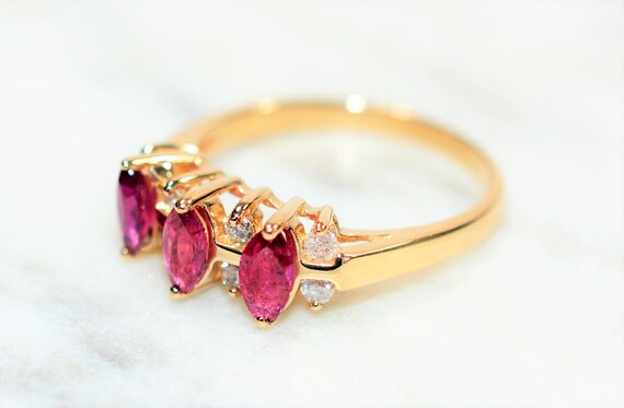 Natural Ruby & Diamond Ring 14K Solid Gold 1.17tc… - image 7